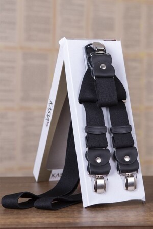Original Leather Clip Black Trouser Rack KP. 2000-1 - KASVA DERİ