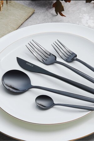 Orion Black 30 Piece Fork Spoon Knife Set for 6 People 153. 03. 08. 1910-1 - Karaca