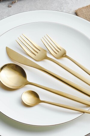 Orion Matte Gold 30 Piece Fork Spoon Knife Set for 6 Persons 153. 03. 08. 1910-1 - Karaca
