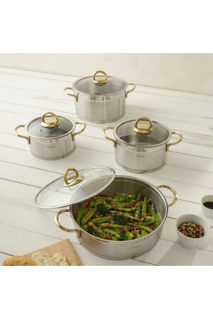 Orion Metal Titanium Gold Handle 8 Piece Saucepan Set P178PŞÜ. 51796. 01 - Hisar