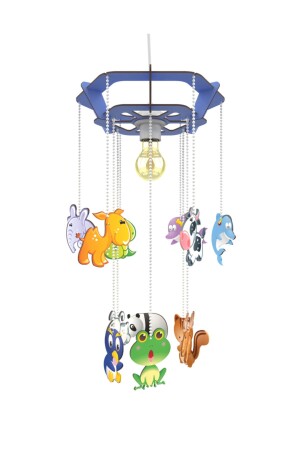 Oriza Children's Room Chandelier Wooden Lighting and Decorative Pendant Lamp (Blue) orizmavi - KUK Design