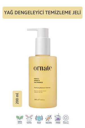 Ornate Aşırı yağlı ve akneye eğilimli ciltler icin Niacinamide etkili matlaştırıcı yüz temizleme jeli - Ornate