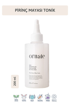 Ornate Aydınlatıcı leke karşıtı nemlendirici canlandirici pirinç mayası pirinç sütlü tonik 200 ml - Ornate