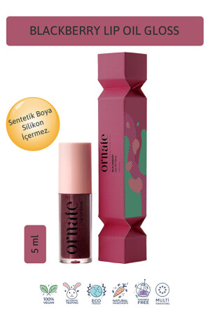Ornate Blackberry Lip Oil Gloss dolgunlastirici efekt nemlendirici Parlatıcı simli dudak yağı böğürtlen 5 ml - Ornate