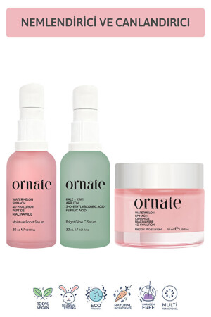 Ornate Moisturizing and Brightening 3-Piece Care Set with Vitamin C, Peptide, Arbutin, and Niacinamide. - Ornate