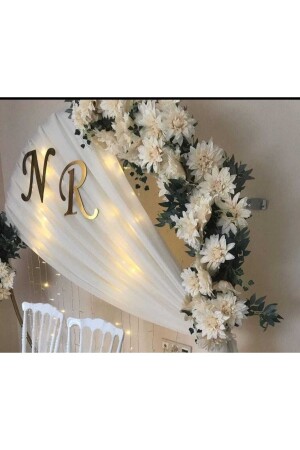 Ornate Plexi Letter Promise-engagement-henna 30 Cm Double Letter Gold and Silver Color Option Initial Letter Luxury Plexi - Atadeco