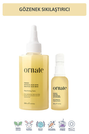 Ornate Siyah nokta ve gözenek karşıtı arındırıcı AHA BHA ve Niacinamide etkili set - Ornate