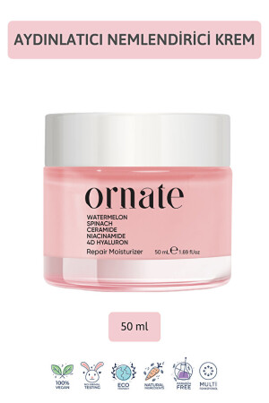 Ornate Su bazlı nemlendirici ısPanaklı aydınlatıcı yüz kremi Hyaluronik asit Ceramide 50 ml tum cilt tipleri - Ornate