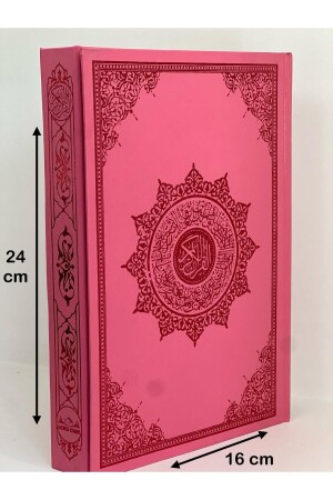 Orta Boy Pembe Kuranı Kerim Çeyizlik Hediyelik Iri Yazılı 16*24 Sesli Dinleme Gelin Damat Bohcası - Medrese Yayınları