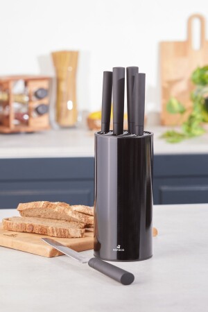 Oscar Black 6 Piece Knife Set with Stand 153. 03. 09. 0001 - Karaca