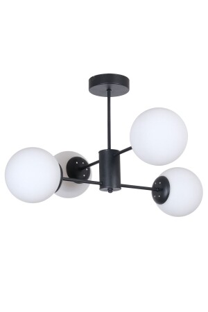 Oscar Modern Lüks Tasarım Siyah Renk Kasa Beyaz Camlı Salon - Mutfak - Yatak Odası 4 Lü Avize OSC45254 - Fer Avize