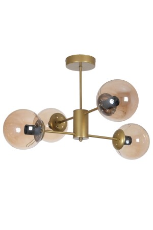 Oscar Modern Luxury Design Antique Color Case Honey Glass Living Room - Kitchen - Bedroom 4-Piece Chandelier OSC45254 - Fer Avize