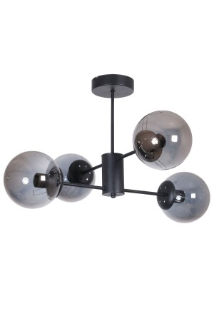 Oscar Modern Luxury Design Black Color Case Smoked Glass Living Room - Kitchen - Bedroom 4-Piece Chandelier OSC45254 - Fer Avize