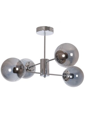 Oscar Modern Luxury Design Chrome Silver Color Case Smoked Glass Living Room - Kitchen - Bedroom 4-Piece Chandelier OSC45254 - Fer Avize