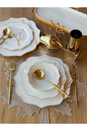 Oskar Wood Pattern 24 Piece Bone Chine Dinner Set for 6 Persons Ekselans-290 EKSELANS-290 - Sembol