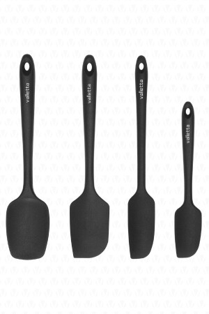 Osteris Heat Resistant Fireproof Nonstick Silicone Spatula Set 4 Pieces Black VLT1076 - valletta