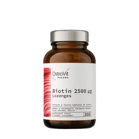 OstroVit Pharma Biotin 2500 mcg lozenges (360 Lozenges, Strawberry) - OstroVit