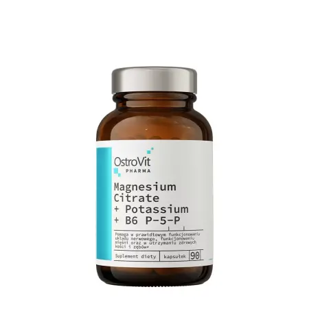 OstroVit Pharma Magnesium Citrate + Potassium + B6 P-5-P (90 Capsules) - OstroVit
