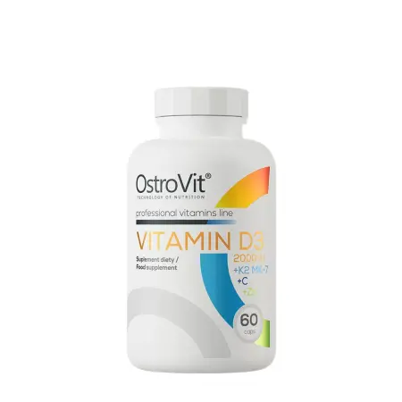 OstroVit Vitamin D3 2000 IU + K2 MK-7 + C + Zinc (60 Capsules) - OstroVit