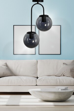 Otal 2-Piece Lounge Smoked Sphere Glass - Chandelier - Living Room - Kitchen - Hall - Veda Avize