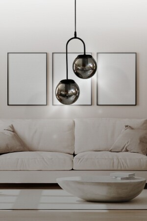 Otal 2-Piece Modern Pendant Lamp Chandelier Smoked - Living Room - Lounge - Bedroom - Kitchen Otal-2Sar - VEDA AVİZE