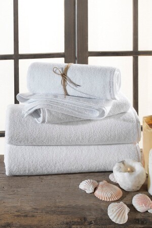 Otel Piyasa Grup %100 Pamuk Banyo & Baş Havlusu 8'li Seti 4 Adet 70x140 Cm 4 Adet 50x90 Cm - Beyaz 86904050741150 - Mariva home