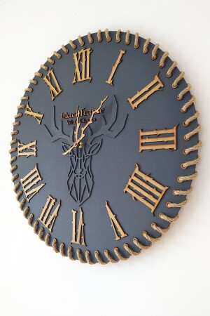 - Othantic Lines Wall Clock - Anthracite Gray - 60x60cm with Deer Figure - Blackframe