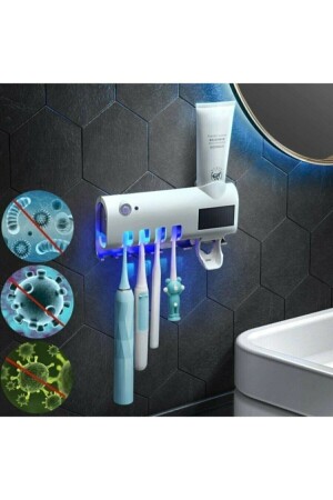 Otomatik Diş Macunu Sıkacağı Ve Sterilizatö 4 Adet Diş Fırçası Tutuculu brandshop66113298 - post alley
