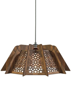 Ottomanx Wooden Seljuk Chandelier Decorative Pendant Lamp walnut ottomanx_ceviz - KUK Design
