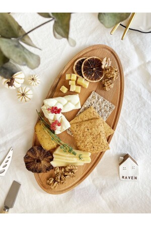 Oval Natural Wooden Beech Wooden Cheese and Presentation Plate, Meat Presentation, Fish Plate, Pita Presentation Plate MERSAN028 - NOBLERAVEN DESIGN