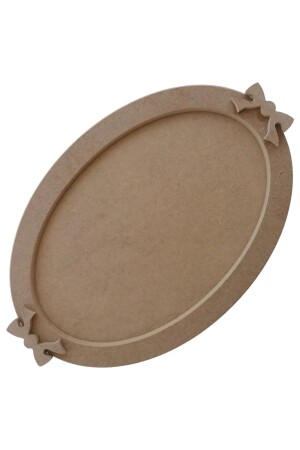 Oval Tray with Wooden Bow. Small-sized. Hobby Painting Product. Wooden Paintable Tray. Serving Presentation Tray - Neşeli Ahşap