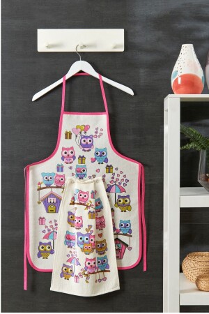 Owl Model Liquid-proof Kitchen Apron with Towel - Casnack