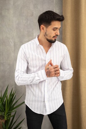 Oxford Çizgili Slim Fit Gömlek JPY002 - WAMOSSALAPLI