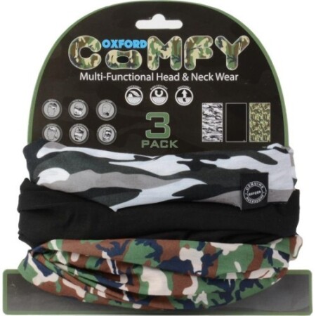 Oxford Comfy universal multifunctional neck gaiter, 3 pcs. - Camouflage - Oxford