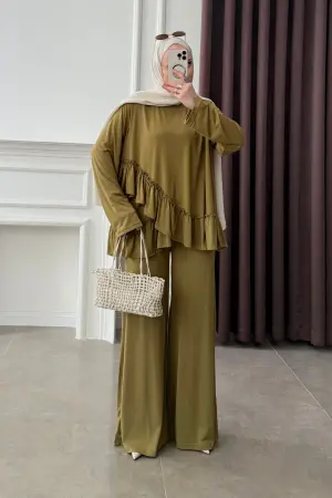 Oysh Premium Series Ruffled Set Olive - Nuuwears