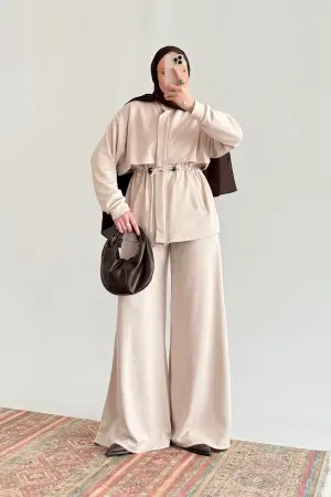 Oysh. Soft Textured Jacket Suit Beige - Nuuwears