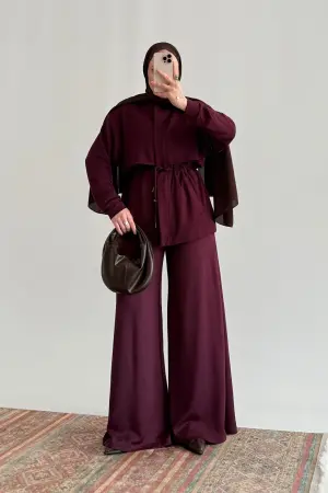 Oysh. Yumuşak Dokulu Ceket Takım Bordo - Nuuwears