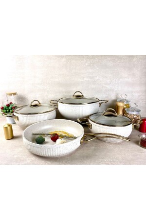 Oyster Gold 7-teiliges Granit-Kochgeschirrset Eİ7PG - Evita
