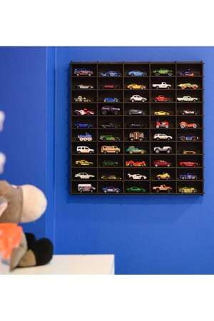 Oyuncak Araba Rafı 50'li-Mobilya-Raf-montessori-Ahşap- (hotwheels Ve Matcbox Arabaları Için) - Wudie
