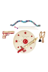 Oyuncak Ayyıldız Kılıç Kalkan, Ok Yay, Sapan Ve Lastik Atan Seti, Dört Parça Ahşap Oyuncak AYDRTKLKNST - İKİ KAŞIK