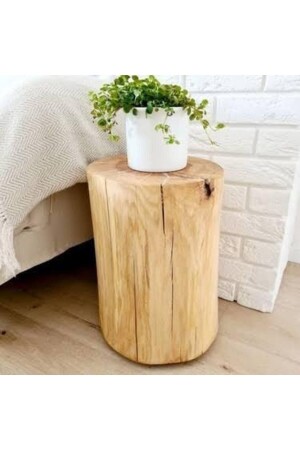 Özçelikkereste Wooden Log Side Table 25 Cm Width Side Table - Özçelik Lambiri