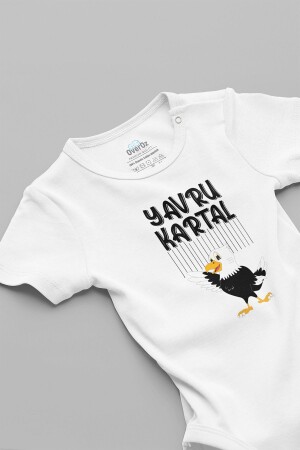 Özel Tasarım Yavru Kartal Beşiktaş Bebek Body Beyaz Badi Zıbın 5193-2 - Overoz