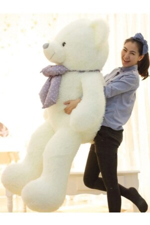 Pababo 160 Cm Big Teddy Bear with Bow Tie White 20052302 - Özgüner Oyuncak