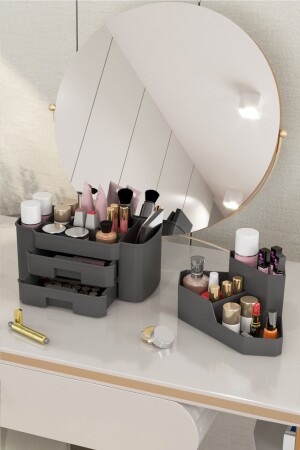 Pacific Makeup Cosmetics and Brush Holder Organizer Set of 2 SIERRA YOUNG ANTHRACITE - DOVİ HOME