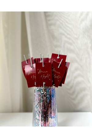 Pack of 10 Red-gold 'Henna Night' Written Card Torch - Henna Torch - Henna Gift - The Istanbul Event