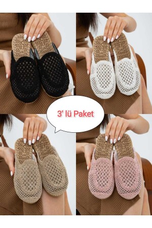 Pack of 3 Closed Straw Braided Outdoor and Home Slippers Dowry Bundle Set (PATTERN HAS BEEN RENEWED. )MD22558 - Moda Devrin