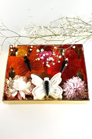 Pack of 3 Decorative Gift Spring Flowers Scented White-Red-Orange Color Bath And Hand Soap - Fantastik Sanat Atölyesi