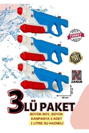 PACK OF 3 Water Gun Pump Water Gun toy, 1 LT CHAMBER 3Lüpakbuyuk - zanur