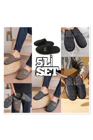 Packung mit 5 Unisex-Hausschuhen mit geschlossener Vorderseite, Plüsch, waschbar, für den Winter, Hausschuhe, Gäste-Mitgift-Paket, Hausschuhe - Slipcat