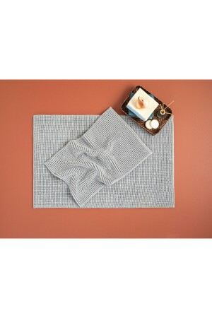 Paige Polyester Pasta Bath Mat Set 60x90 40x60 Cm Gray - English Home